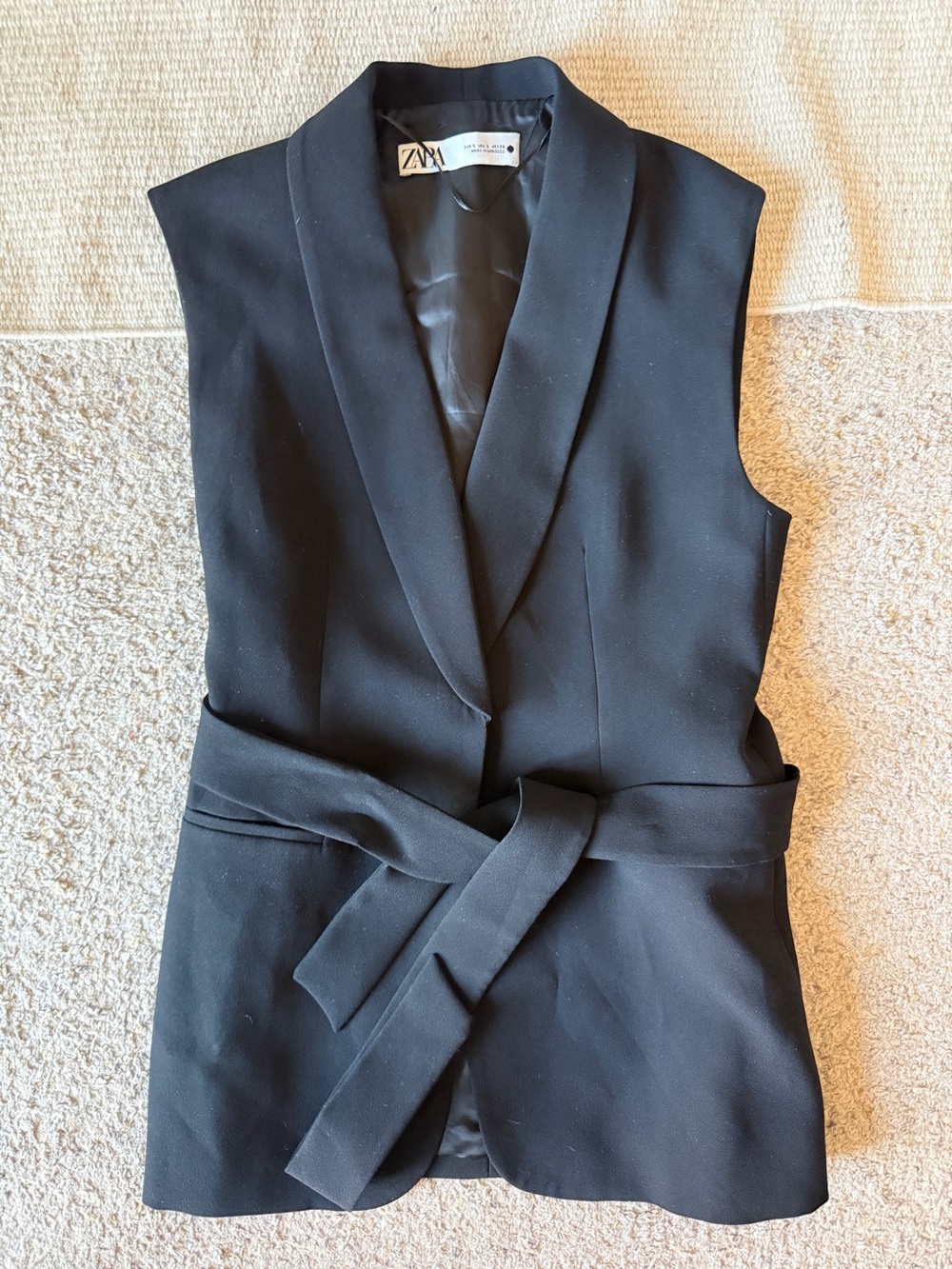 Zara Black Satin-Lined Blazer Vest